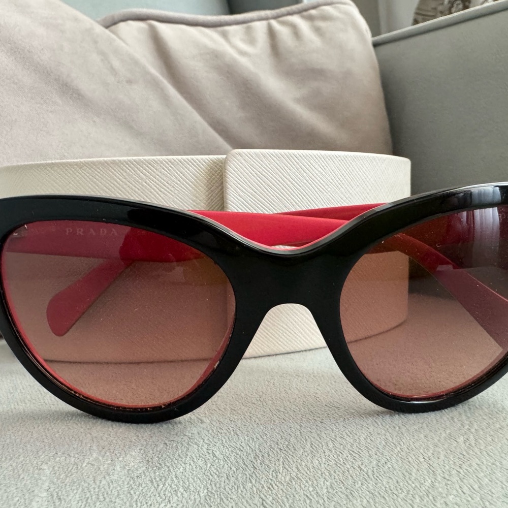 Prada Black and Red Cateye Sunglasses